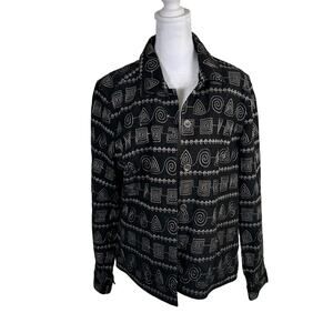 Christopher & Banks Embroidered Button Jacket Top Long Sleeve Large Casual Y2K